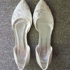 White lace wedding flats